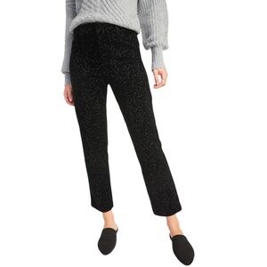 Old Navy Pixie High Rise Flocked Black Leopard Pants Ankle Secret Slim Pocket 18
